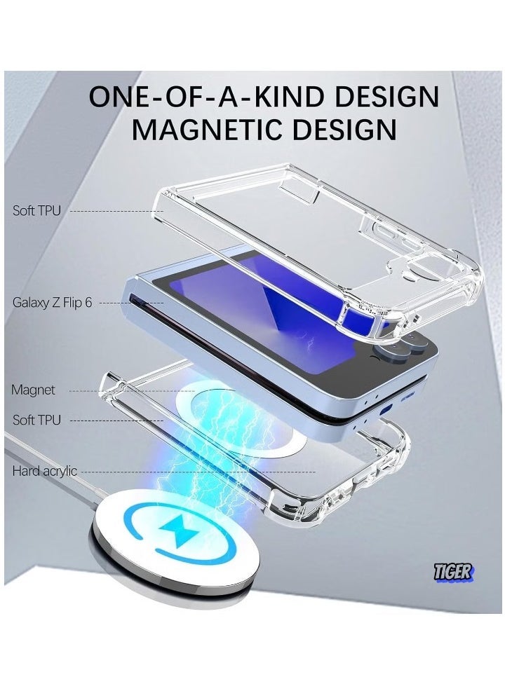 TIGER Samsung Galaxy Z Flip 6 Case Cover – Transparent Shockproof Protection, Yellowing-Resistant, Magnetic Phone Case Compatible with MagSafe for Galaxy Z Flip 6 5G – Durable & Sleek Design - Image 2