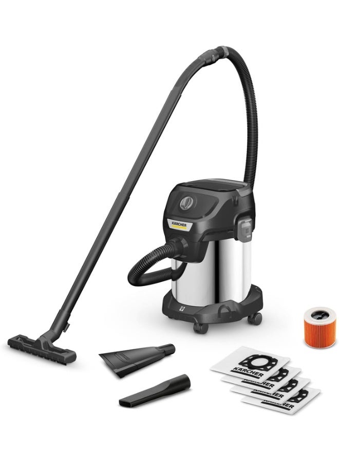 KARCHER KWD 3 S Anniversary 3-in1 Wet, Dry And Blower Vacuum Cleaner | 17L Stainless Steel | with Car Nozzle And 4 Fleece Bags 1000 W 16284510 1000 W 16284510 - Image 1