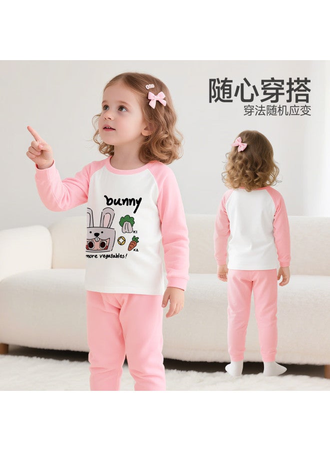 Marcolor Pure Cotton Baby Toddler Autumn Thermal Underwear Set Sleepwear Warm Homewear Beige Duckling Fishing 80