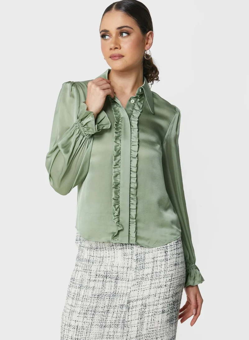 LK Bennett Ruffle Detail Balloon Sleeves Top