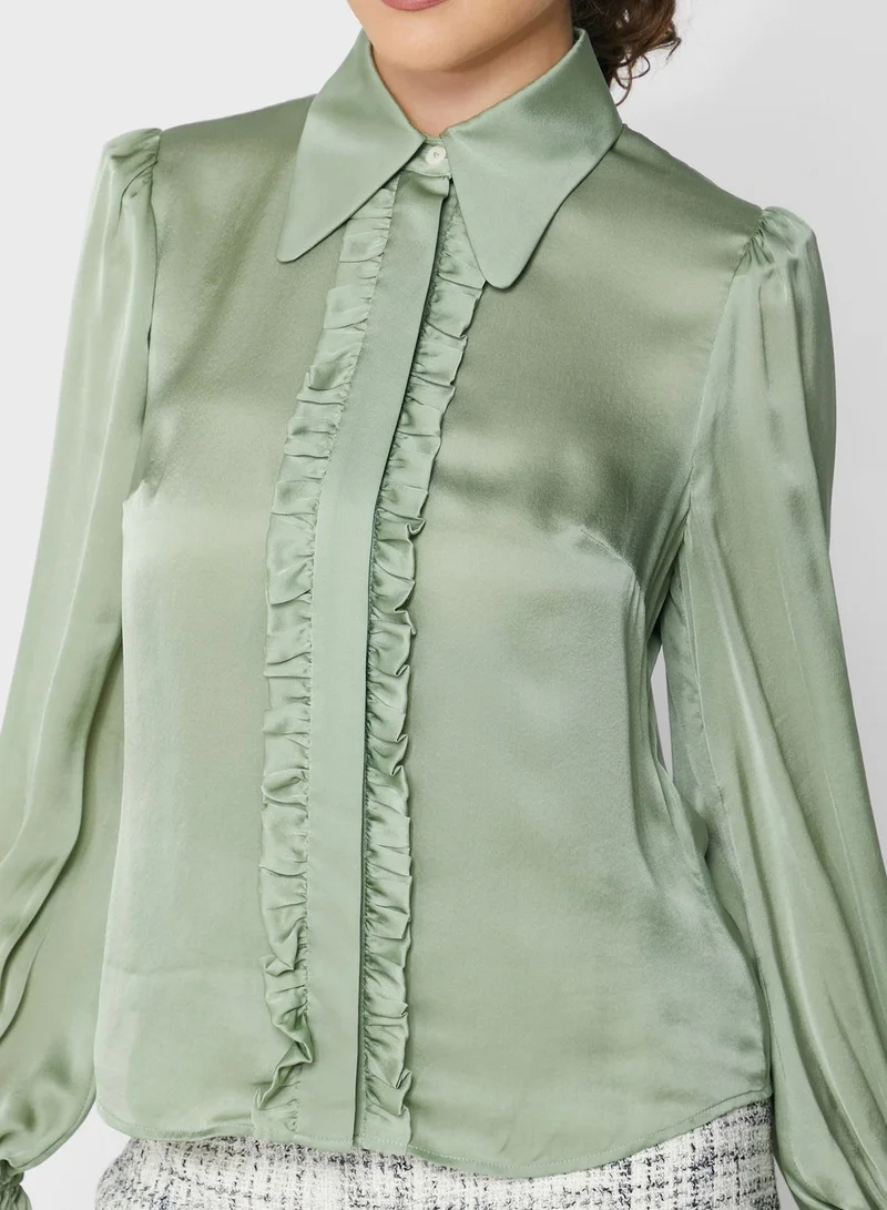LK Bennett Ruffle Detail Balloon Sleeves Top