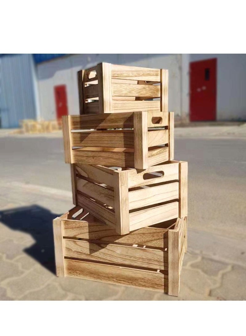 LINGWEI Wooden Storage Boxes Storage Creats Beige 41x29x20cm 4pcs Set - Image 4