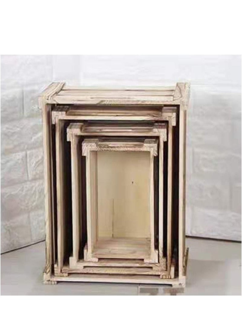 LINGWEI Wooden Storage Boxes Storage Creats Beige 41x29x20cm 4pcs Set - Image 3