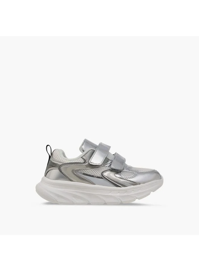 Girls Panelled Sneakers with Hook and Loop Closure