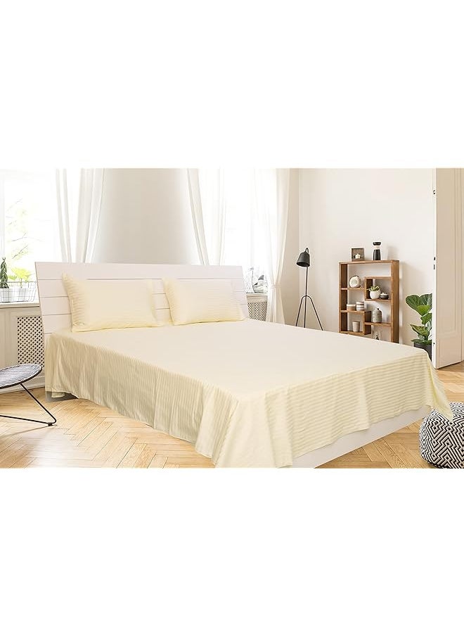 King Bed Sheet 3Pcs Set 100 Percent Cotton 250Tc Sateen 1Cm Stripe Size: 260X280Cm + 2Pc Pillowcase 50X75Cm Cream - pzsku/ZF8813F023489B3962272Z/45/_/1741447221/feffe8c1-21ee-42f7-8f27-97cf402c3015