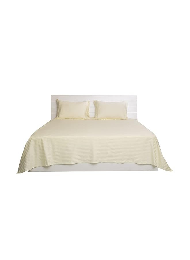 King Bed Sheet 3Pcs Set 100 Percent Cotton 250Tc Sateen 1Cm Stripe Size: 260X280Cm + 2Pc Pillowcase 50X75Cm Cream - pzsku/ZF8813F023489B3962272Z/45/_/1741447224/fb273e84-2d0e-40a4-b737-03b237a4bb6b