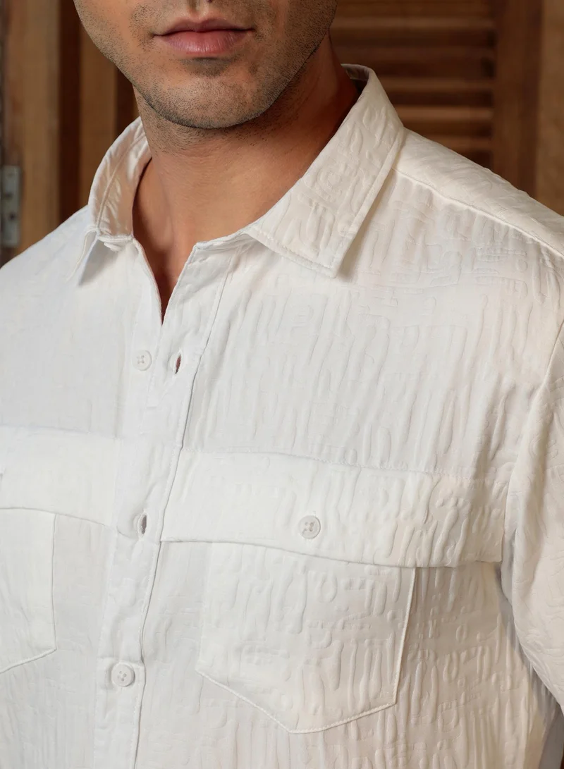 CAHOOT  Men's Chalk White Aztec-Tactile Modular Shirt for Men | Best Price UAE