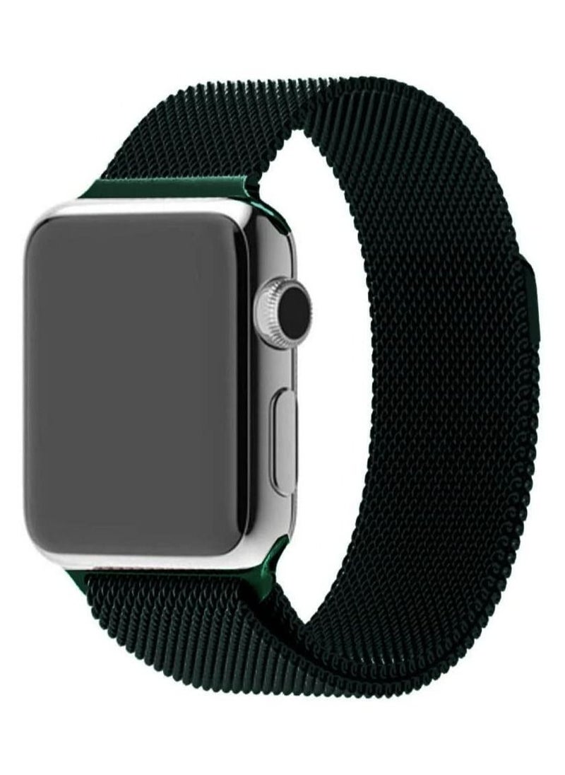CATANES - Apple Watch Band 49mm 45mm 44mm 42mm Stainless Steel Metal Strap Milanese Loop Alloy Replacement for iWatch Series Ultra/8/7/SE/6/5/4/3/2/1  Green - Image 1