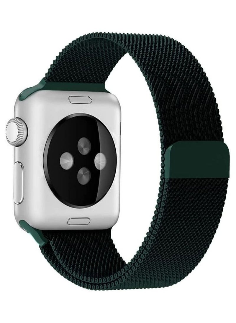 CATANES - Apple Watch Band 49mm 45mm 44mm 42mm Stainless Steel Metal Strap Milanese Loop Alloy Replacement for iWatch Series Ultra/8/7/SE/6/5/4/3/2/1  Green - Image 1