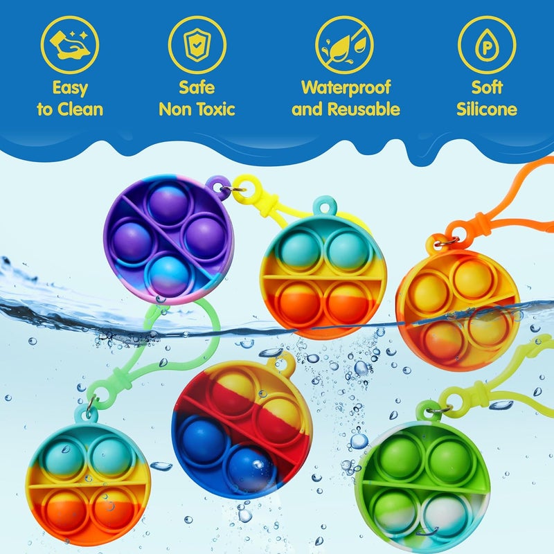 JOYIN Round Pop Fidget Keychain 30 Pack Pop Fidget Toys Bulk Party Favors for Kids 4-8,8-12 Years, Birthday Goodie Bags Stuffers Back to School Gifts for Students Classroom Prizes Sensory Toys - Image 3