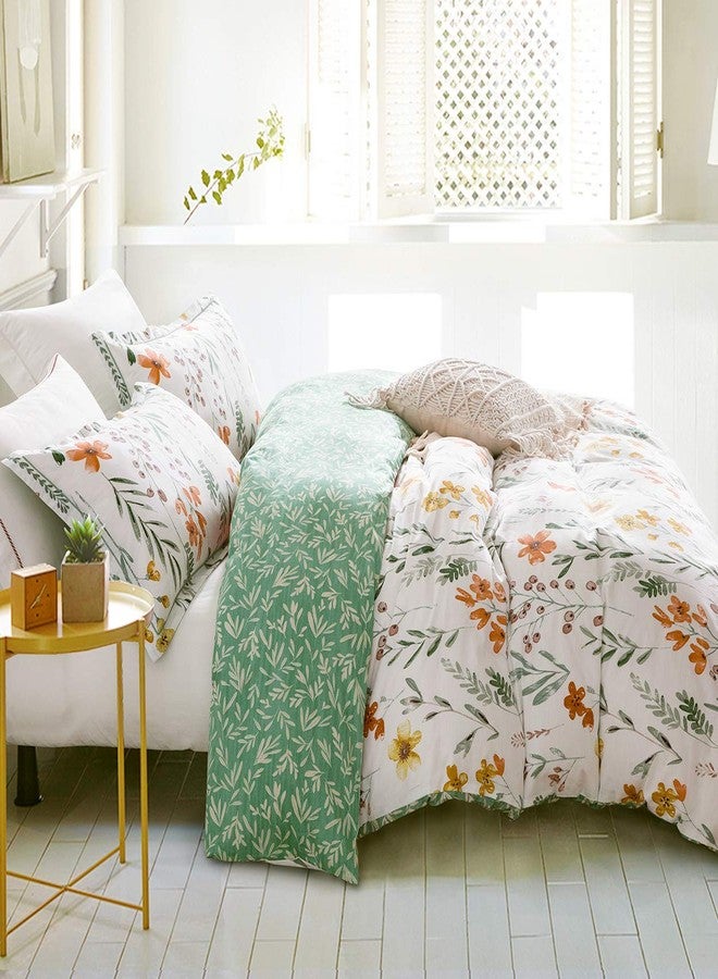SLEEPBELLA King Size Comforter Set Yellow Flowers & Green Botanical Pattern Printed on White 100% Cotton Fabric, Ultra Soft Microfiber Inner Fill 3Pcs Bedding Set - Image 3