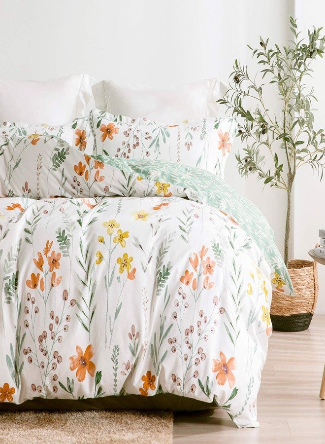 SLEEPBELLA King Size Comforter Set Yellow Flowers & Green Botanical Pattern Printed on White 100% Cotton Fabric, Ultra Soft Microfiber Inner Fill 3Pcs Bedding Set - Image 4