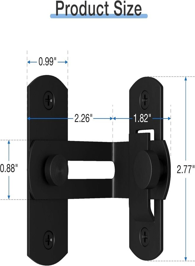 STARFLYER Stainless Steel Flip Latch Door Lock, Sliding Barn Door Lock, Heavy Duty Bolt Lock Hardware, Black, for Garden, Bathroom, Garage, Coop, Closet, Cabinet, Window (90 Degree) - Image 2