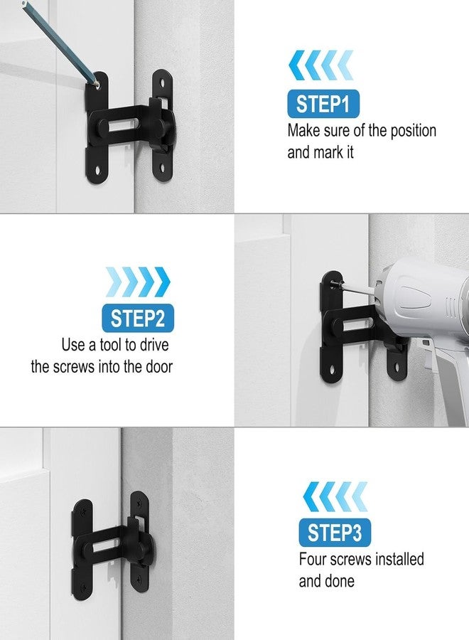 STARFLYER Stainless Steel Flip Latch Door Lock, Sliding Barn Door Lock, Heavy Duty Bolt Lock Hardware, Black, for Garden, Bathroom, Garage, Coop, Closet, Cabinet, Window (90 Degree) - Image 3