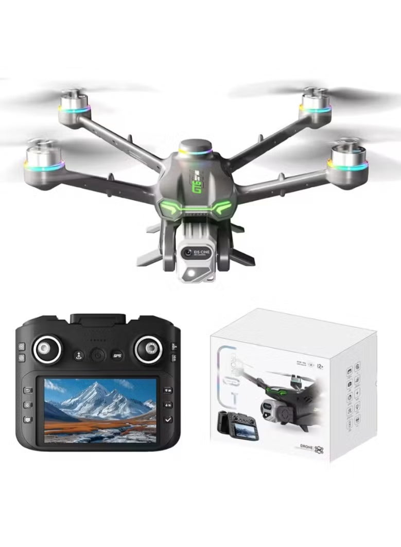 GT6 GPS Drone with 5.64 Inch HD Screen Remote Control Brushless Motor Aerial Photography Drone with Servo Gimbal Camera Long Range Transmission Altitude Hold Foldable Quadcopter for Outdoor Photography