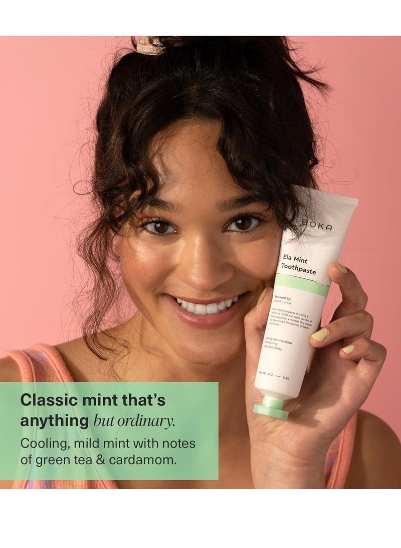 Boka Fluoride Free Toothpaste - Nano Hydroxyapatite, Remineralizing, Sensitive Teeth, Whitening - Dentist Recommended for Adult & Kids Oral Care - Ela Mint Flavor - Image 3