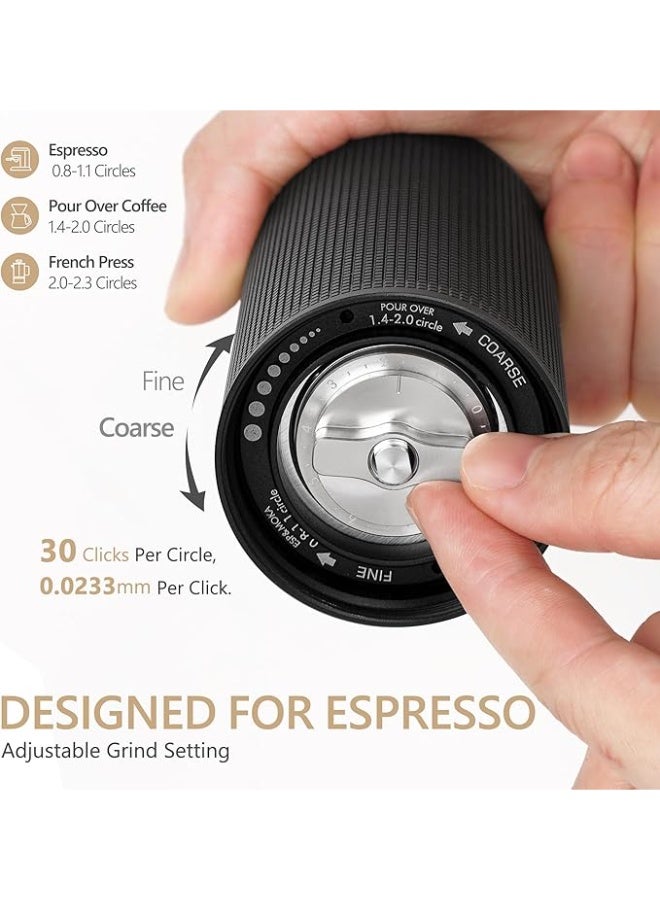 TIMEMORE TIMEMORE Manual Coffee Grinder, C3 ESP Black, Stainless Steel Conical Burrs, Adjustable Grind Settings, for Espresso and French Press Coffee, Easy to Clean (Black)  - Image 3