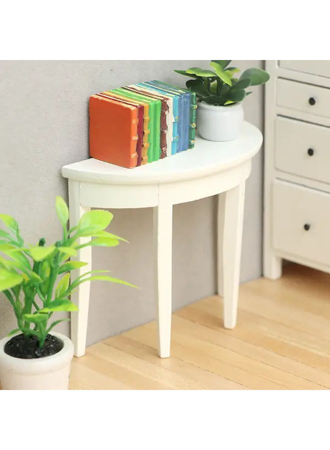 White Miniature Wooden Half Round Table DIY Micro Landscape Model Home Decor - Image 2