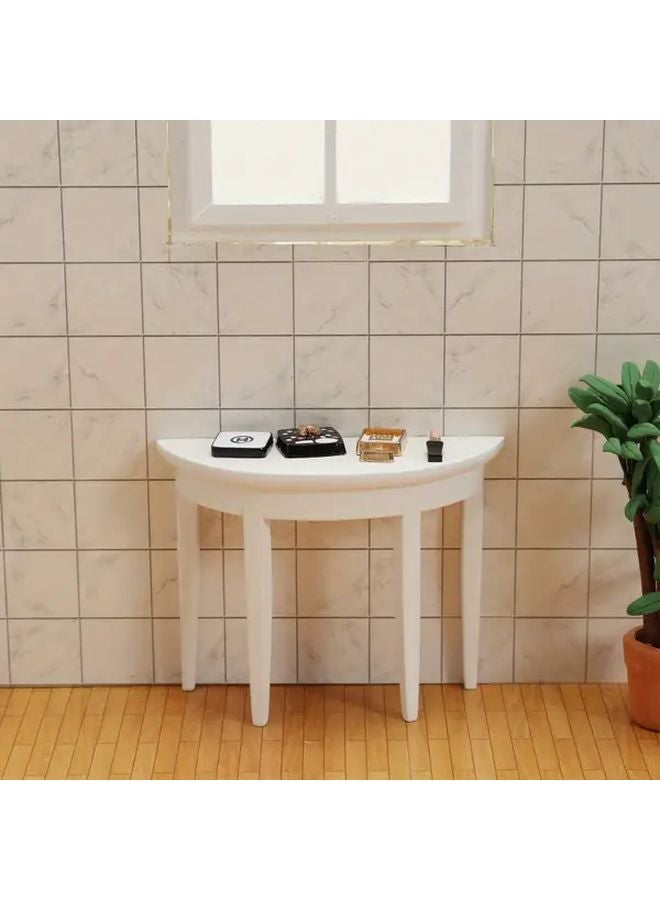 White Miniature Wooden Half Round Table DIY Micro Landscape Model Home Decor - Image 5