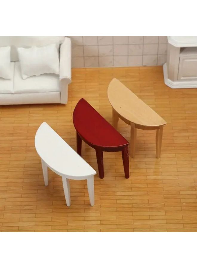 White Miniature Wooden Half Round Table DIY Micro Landscape Model Home Decor - Image 4