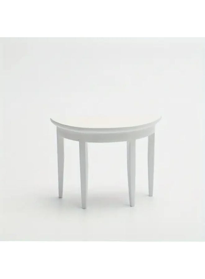 White Miniature Wooden Half Round Table DIY Micro Landscape Model Home Decor - Image 1