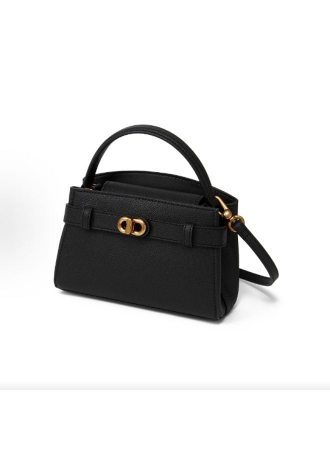 Charles & Keith Aubrielle Metallic-Buckle Top Handle Bag u0026 Crossbody Bag - Black - Image 3