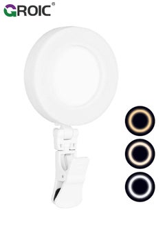 GROIC LED Rechargeable Selfie Light, Video Light, Phone Light Clip, 3 Lighting Mode Phone Ring Light Mini Portable Clip on Fill Lights for iPhone, Cell Phone, Laptop, TikTok, Selfie, Video Conference, Camera  - Image 1