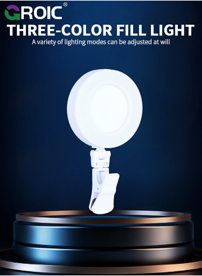 GROIC LED Rechargeable Selfie Light, Video Light, Phone Light Clip, 3 Lighting Mode Phone Ring Light Mini Portable Clip on Fill Lights for iPhone, Cell Phone, Laptop, TikTok, Selfie, Video Conference, Camera  - Image 3