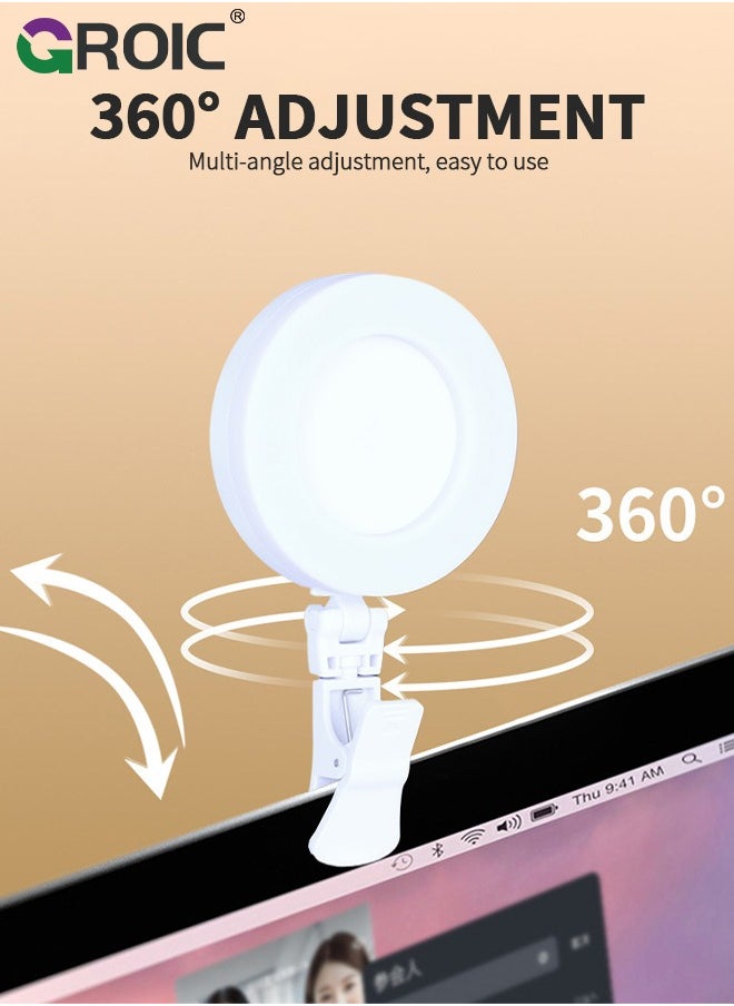 GROIC LED Rechargeable Selfie Light, Video Light, Phone Light Clip, 3 Lighting Mode Phone Ring Light Mini Portable Clip on Fill Lights for iPhone, Cell Phone, Laptop, TikTok, Selfie, Video Conference, Camera  - Image 5