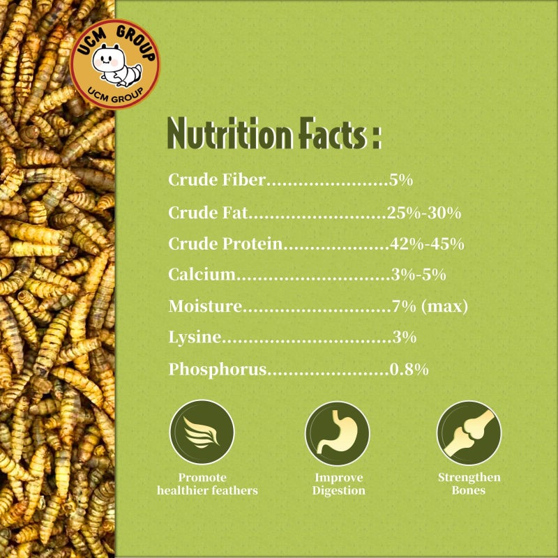 UCM Group 5LB Dried Black Soldier Fly Larvae for Chicken, Poultry, Wild Birds,No Additives, 100% Natural Non-GMO, More Calcium Chicken Treats Than Mealworms - Image 3