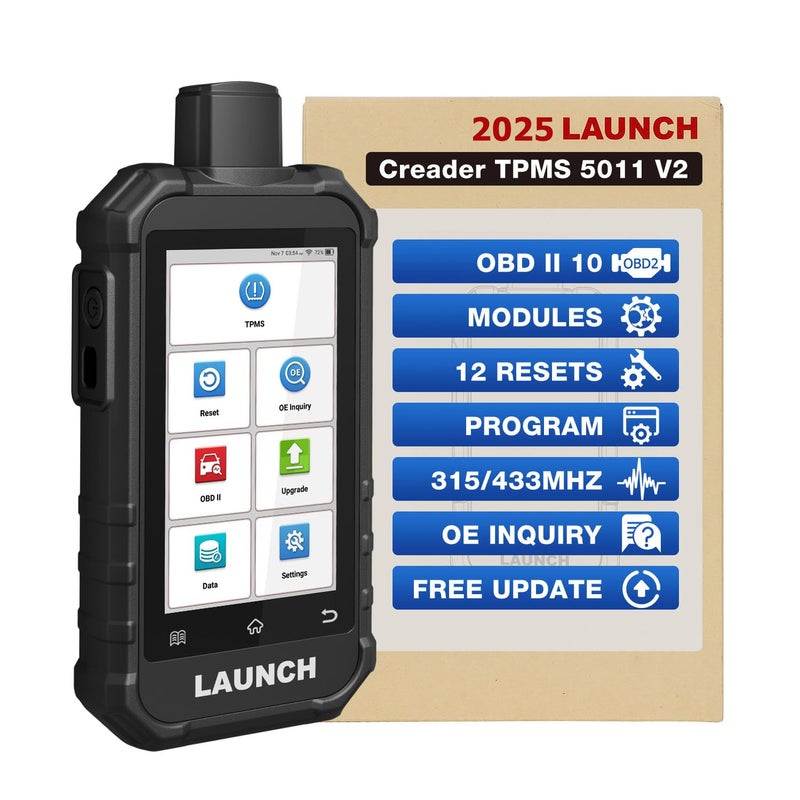 Launch 2025 LAUNCH X431 Creader 5011 V2 TPMS ToolTPMS Sensor 315433MHz ReadActivateRelearnReset Scanner ToolOBD2 Code Reader 12 Hot Rests Lifetime Free Update