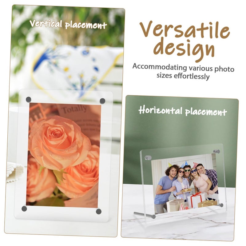 Modern Clear Acrylic Photo Frame with Stand for Horizontal Vertical Desktop Display Home Office Decor - Image 4