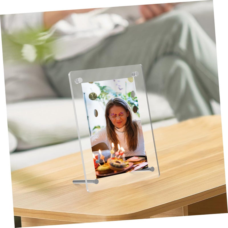 Modern Clear Acrylic Photo Frame with Stand for Horizontal Vertical Desktop Display Home Office Decor - Image 5