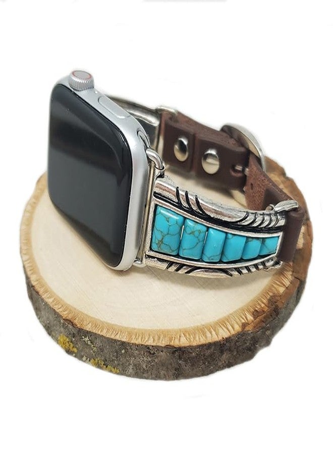 Emulily Western Turquoise Compatible with Apple Watch Band 42/44mm Squash Blossom (Turquoise) - Image 4