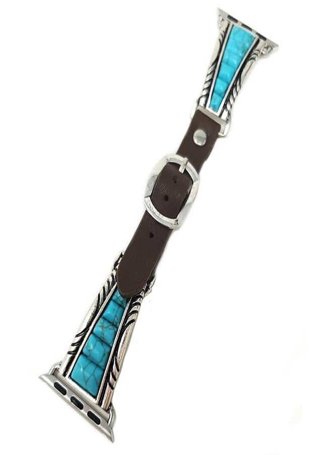 Emulily Western Turquoise Compatible with Apple Watch Band 42/44mm Squash Blossom (Turquoise) - Image 3