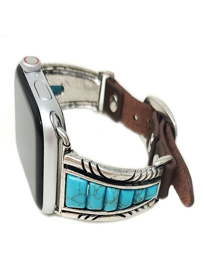 Emulily Western Turquoise Compatible with Apple Watch Band 42/44mm Squash Blossom (Turquoise) - Image 5