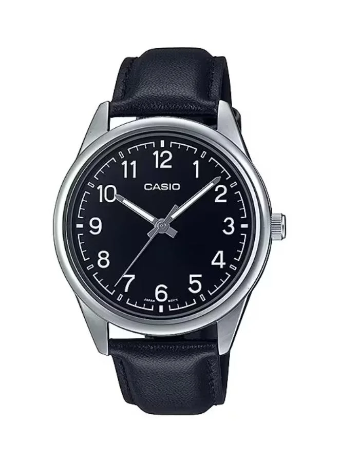 كاسيو Men's Leather Analog Watch MTP-V005L-1B4UDF - 40 mm