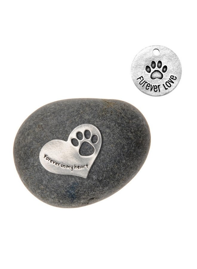 Whitney Howard Designs Pet Memorial Gift for Dog or Cat, Sympathy Bereavement Loss of Pet Gift, Pawprint Garden Stone, Forever in My Heart by Whitney Howard Design - Image 1