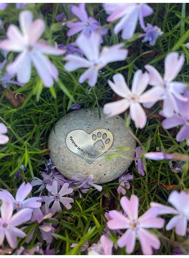 Whitney Howard Designs Pet Memorial Gift for Dog or Cat, Sympathy Bereavement Loss of Pet Gift, Pawprint Garden Stone, Forever in My Heart by Whitney Howard Design - Image 5
