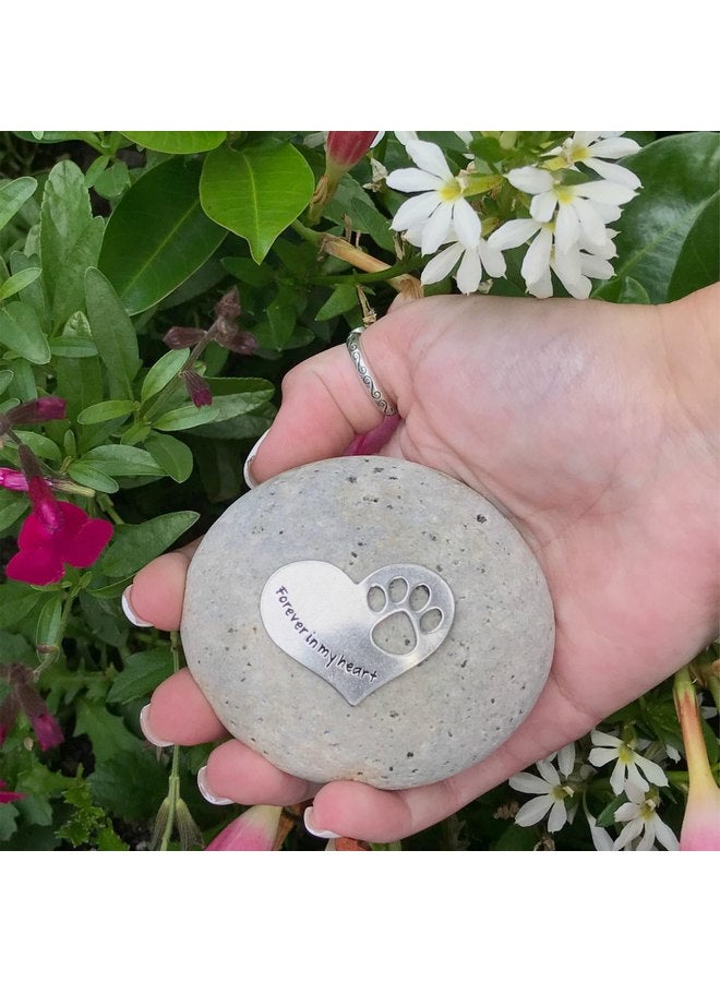 Whitney Howard Designs Pet Memorial Gift for Dog or Cat, Sympathy Bereavement Loss of Pet Gift, Pawprint Garden Stone, Forever in My Heart by Whitney Howard Design - Image 2