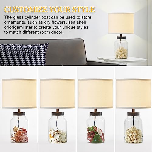 GyroVu Fillable Table Lamp,Bedside Lamp with Clear Glass Fillable Modern Table Lamp with White Lampshade Beside Lamp for Living Room Bedrooms Office Bulbs Included(White) - Image 2