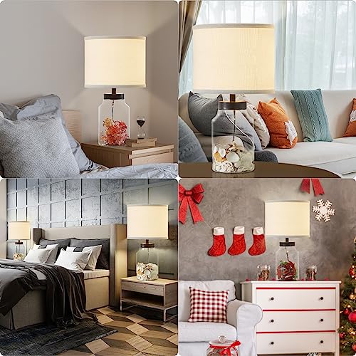 GyroVu Fillable Table Lamp,Bedside Lamp with Clear Glass Fillable Modern Table Lamp with White Lampshade Beside Lamp for Living Room Bedrooms Office Bulbs Included(White) - Image 3
