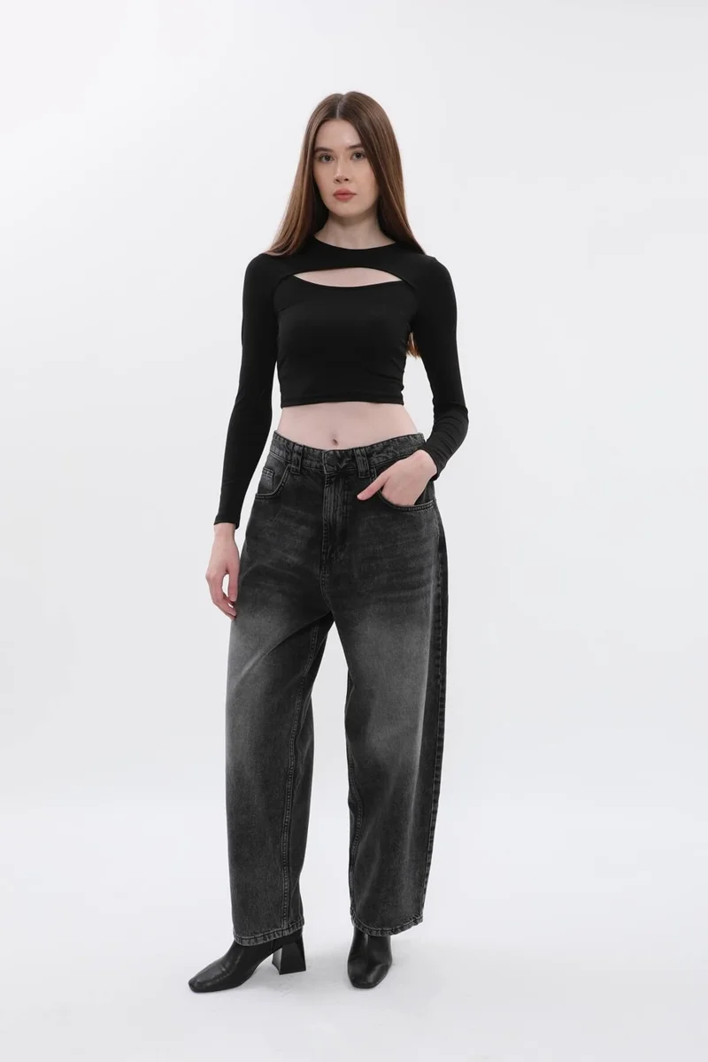 Banny Jeans Women's High Waisted Flared Jeans Anthracite
