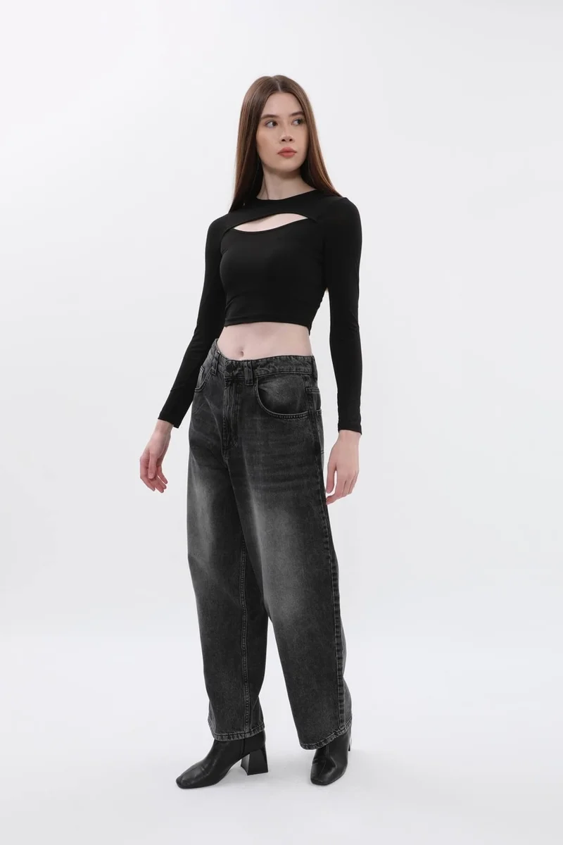 Banny Jeans Women's High Waisted Flared Jeans Anthracite