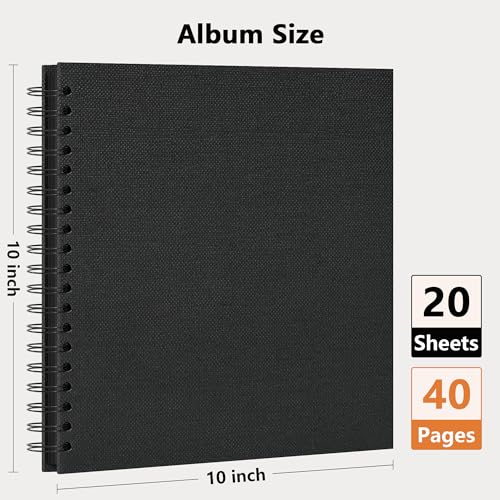 Vienrose Scrapbook Album 10x10 Inch Blank Thick Kraft Paper DIY Scrapbooking Supplies Small Scrap Book Photo Albums for Wedding Travel Family Baby Perfect Holiday Gifts Black 20 Sheets40 Pages - Image 3