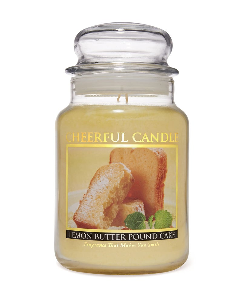 A Cheerful Giver A Cheerful Giver  Lemon Butter Pound Cake Scented Glass Jar Candle 24 oz with Lid  True to Life Fragrance Made in USA 