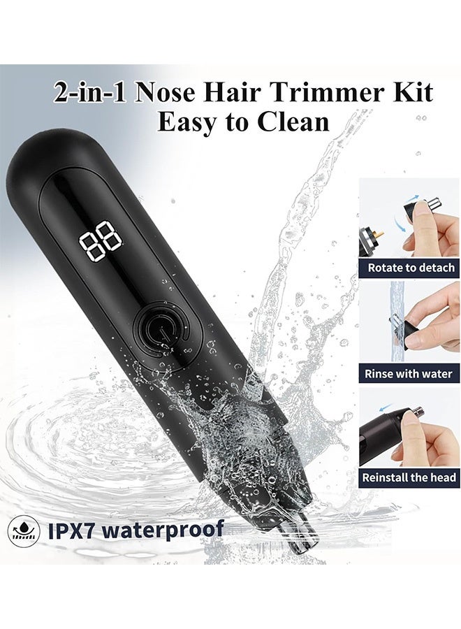 Quantum Ear and Nose Hair Trimmer Clipper, Electric Waterproof Facial Hair Remover Epilator Shaver, Led Display Facial Hair Trimmer for Men - Image 3