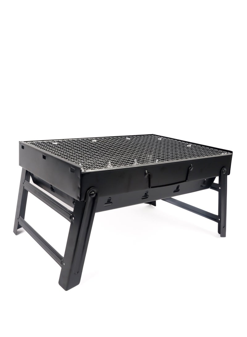 Portable And Foldable Charcoal Grill Black/Silver 44x30.5x7.5 cm BBQ - Image 1