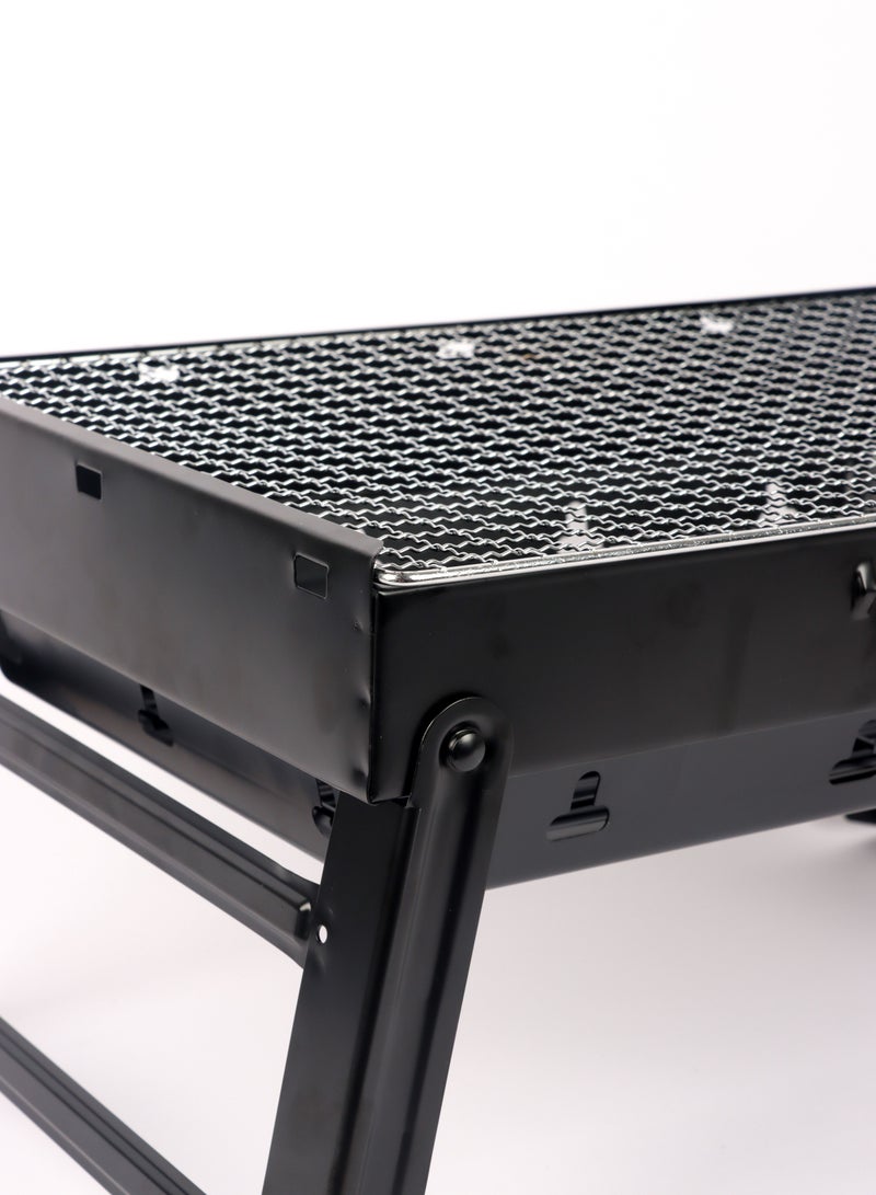 Portable And Foldable Charcoal Grill Black/Silver 44x30.5x7.5 cm BBQ - Image 3