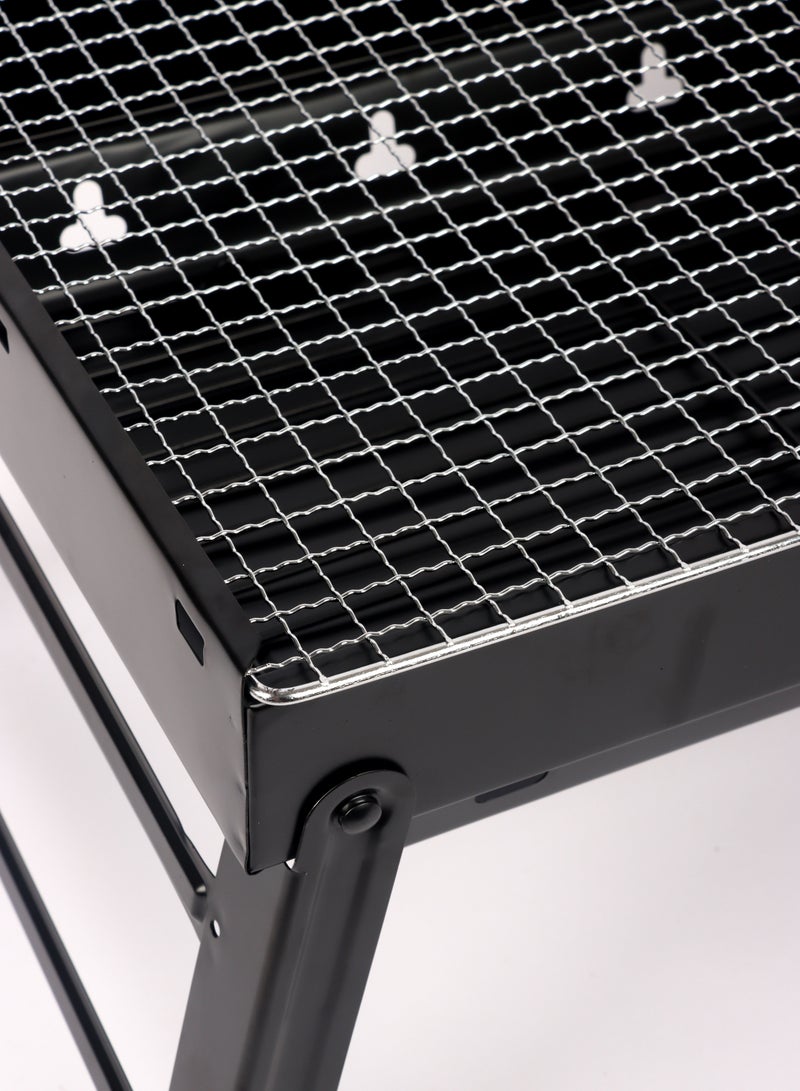 Portable And Foldable Charcoal Grill Black/Silver 44x30.5x7.5 cm BBQ - Image 4